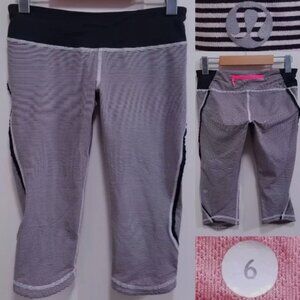 Lululemon Fast Free Crop Leggings 6 Small Tonka Stripe Cashew Run Light Flare